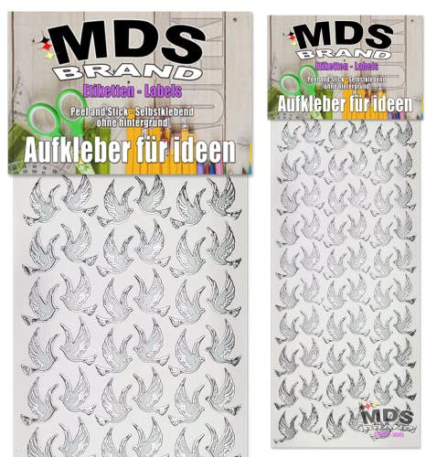 MDS Brand Katholische Silber Taube Aufkleber 2er/pk ideal für Hochzeit, Weihnachten und Geburtstagen, einfach zum basteln und gestalten von Karten & Fotoalbum & Verzierung von Kerzen (Kirche-2)