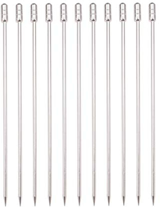 OSALADI 8 Stück Edelstahl Lebensmittelspieße Cocktail Picks Stick Martini Picks Wiederverwendbare Metall Cocktail Spieße Oliven Vorspeisen Getränkespieße Party Supplies