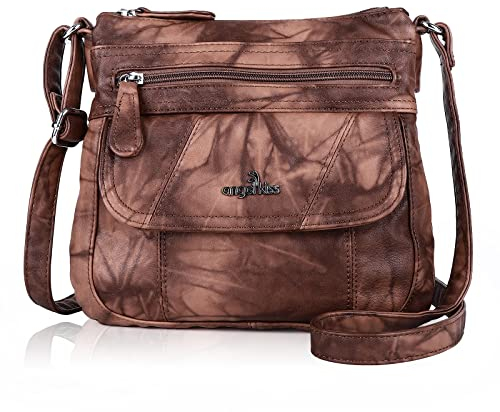 Angel Kiss Umhängetaschen für Damen, PU-Leder, Schultertasche, Handtasche mit verstellbarem Riemen, 19#Grau, Medium