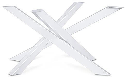Magnetic Mobel Tischgestell Orion Design Kreuzgestell Schwerlast massiv Tischkufen Stahl Tischbeine Metall Profil 8x4 cm (XL-Size 150x81x71 cm, Weiß)