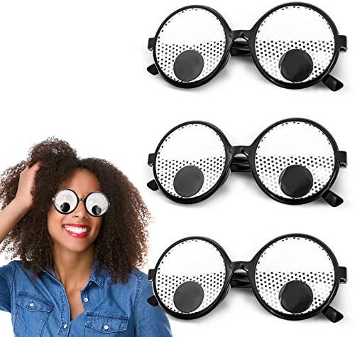 Abeilo 3 Stück Lustige Brillen Wackelaugen Brille, Schüttelt Augen Party Brille, Kulleraugen Brille für Foto Requisiten, Kostüm Zubehör, Die Partei Cosplay und Erwachsene Kinder Party