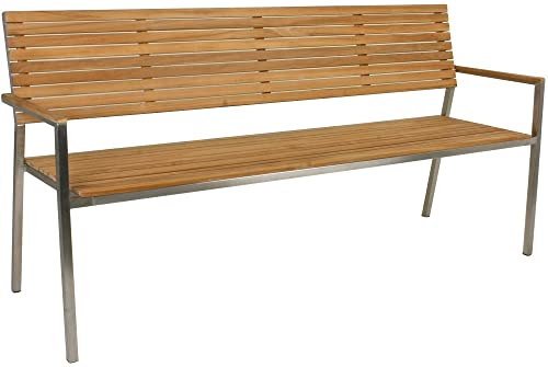 möbelando Gartenbank Denver aus Edelstahl/Holz in braun. Abmessungen (BxHxT) 180x86x56 cm