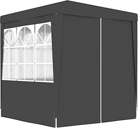 HOMIUSE Profi-Partyzelt mit Seitenwänden Pavillon Faltpavillon Grillpavillon Verkaufsstand Gartenpavillon Gartenlaube Party Zelt Groß Bierzelt Faltzelt Grill Pavillions 2x2m Anthrazit 90 g/m²
