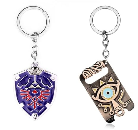 Lot de 2 porte-clés Breath of the Wild Sheikah Slate + bouclier porte-clés bijoux pendentif cosplay, mélange, taille unique