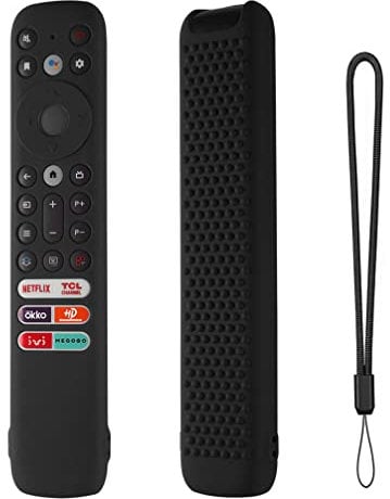 Silicone Case for TCL RC902V FMR1 FAR2 FMR4 Voice Remote Control, Protective Cover for TCL 55R646 55S546 65R646 65S546 75R646 75S546 TV Remote Replacement Case with Lanyard (Black)