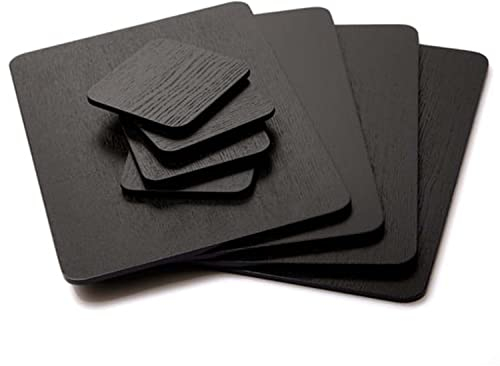 8 Pack Black Slate Placemat and Coasters Wood Veneer Heat Resistant, Non-Slip Easy Wipe Clean Coffee Mats Kitchen Table Mats, Dining Table Place Mats for Outdoor Table Mats