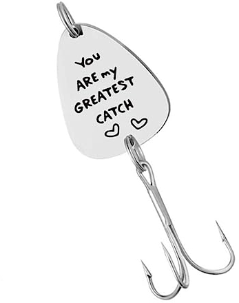 INOOMP Edelstahl Angelhaken Mit Gravur Personalisierter Angelköder Fischhaken Für Angler Für Väter Und Freunde
