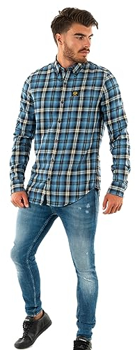 Superdry Herren L/S Cotton Lumberjack T-Shirt, Blau (Burghley Check Blue), XXL