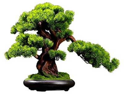 Simulation Topfpflanzen Bonsai Baum Künstliche Pflanzen Bonsai Künstliche Tanne Gefälschte Blätter Zimmerpflanzen Schlafzimmer (Schwarz)