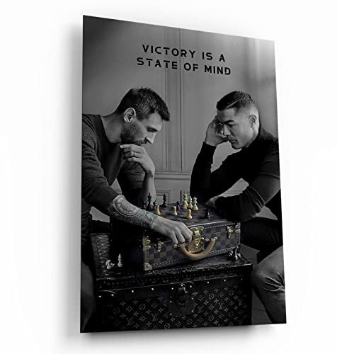 Messi & Ronaldo Schach Poster, Fußballlegenden Leinwand, Fußballspieler Poster, Fußball Wandkunst, Sport Home Decor, WM 2022 Ikonische Kunst