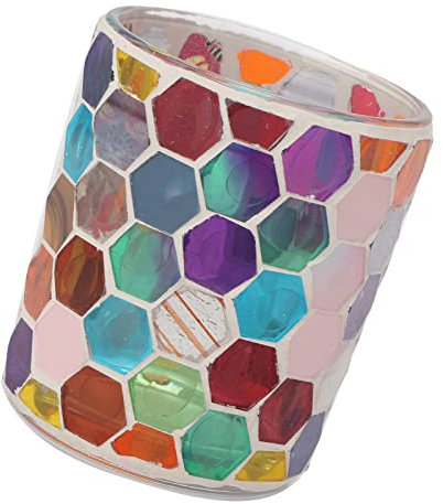 Tissting Portavelas de Cristal, Portavelas de Tealight Mosaico Hecho a Mano con Vidrio Premium para Decoración de Bodas, Banquetes, Restaurantes y Hogar, Decoración de Mesa, Cena Romántica, Regalo