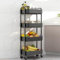 Rollwagen mit 4 Ebenen, Metall, mobiles Regal mit 360° drehbaren Rädern für Küche, Schlafzimmer, Badezimmer, Wäsche, Büro, Mehrzweck-Roll-Organizer, Trolleyregal (weiß) (schwarz)