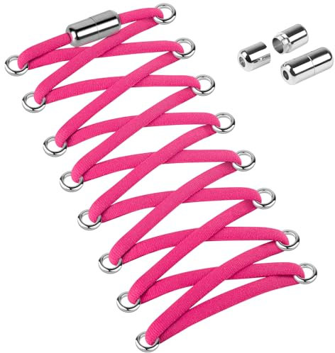 Widamin 2 Paar Elastische Schnürsenkel für Erwachsene und Kinder, Schnürsenkel Ohne Binden mit Metallkapseln, Rose Rot