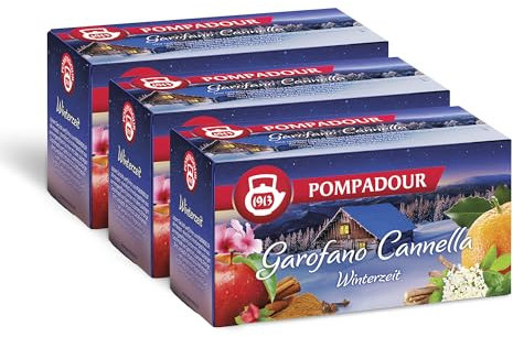 Pompadour, Infuso Garofano e Cannella, 60 Filtri (3 Confezioni da 20 Filtri), Bevanda Intensa ed Avvolgente, Ideale per le Fredde Sere d'Inverno, Senza Lattosio, Glutine e Allergeni, Vegan