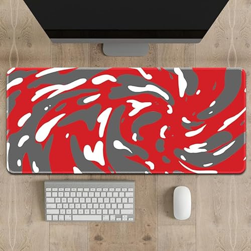 Treer Tapis de Souris XXL/XL/L, Tapis de Souris Style Fluide Abstrait, Tapis de Souris Gamer avec Caoutchouc Base Antidérapante, Tapis Souris pour Gaming, Maisonet Bureau (1000x500mm,Gris Rouge)