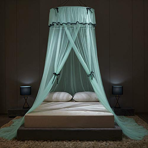 Odot Kinder Betthimmel Babybett Mädchen Jungen Himmelbett Vorhänge Baldachin Kinderzimmer Rund Hängende Princess Moskitonetz für Schlafzimmer Babyzimmer Dekoration (Wasser Grün)