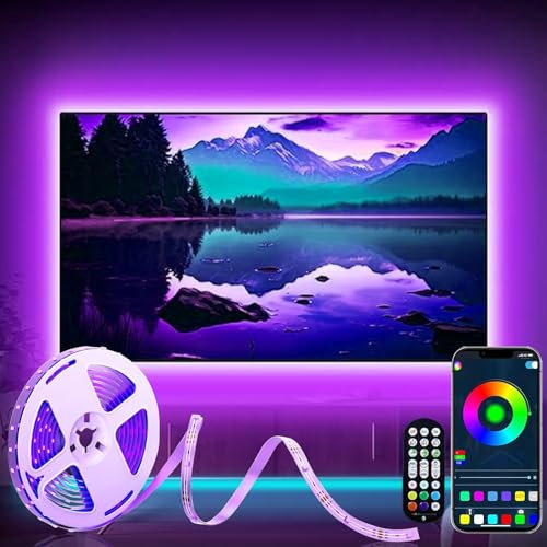 DTQJ LED Lights for TV 32-60inch 9.8ft USB Led TV Backlight, Music & Sound Sync Lights, Behind TV LED Lighting with Remote & Bluetooth APP Control