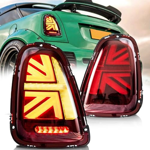 VLAND Rückleuchten für Mini Cooper R56 R57 R58 R59 2007-2013 Rückleuchten mit sequenziellem Blinklicht, mit E-Prüfzeichen (rot)