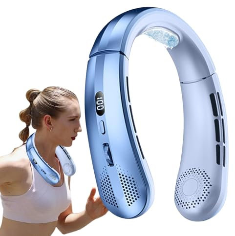 Ventilador de cuello sin aspas,Ventilador de cuello personal,Ventilador personal de refrigeración - Ventilador de refrigeración de cuello sin aspas con pantalla LED recargable, para viajes al aire lib