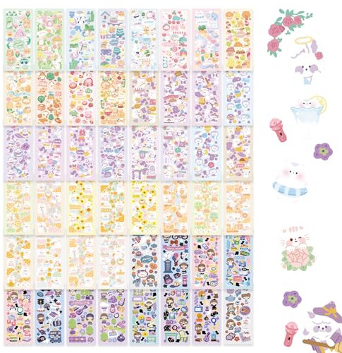 NICENEEDED 48 Blatt Kpop Fotokarten-Deko-Aufkleber, Niedliche Koreanische Cartoon-Aufkleber, Scrapbooking Dekorative Aufkleber Selbstklebende Aufkleber