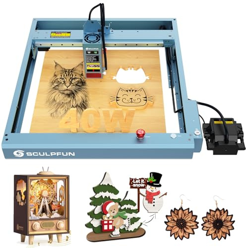 SCULPFUN SF-A9 20W/40W Laser Gravieren Schneiden Gravieren Umschaltbarer Lasergravierer mit intelligenter Luftunterstützung, Lasergravierer, 36000 mm/min, 8 x 6 W Diode, für Holz und Acryl