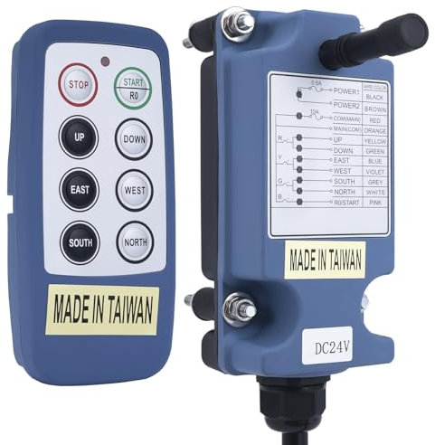 Saga-L8 Mini Telecomando per gru senza fili per gru a ponte 6 canali pulsanti Industriale Paranco elettrico Argano Radio Trasmettitore e ricevitore (1 trasmettitore 1 ricevitore, 220 V AC)