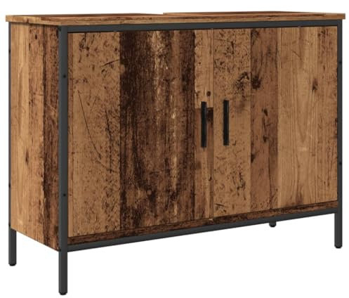 vidaXL Armoire lavabo vieux bois 80x30x60 cm bois d'ingénierie, armoire de salle de bain, support, placard de salle de bain, armoire