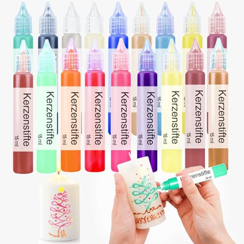 Scentoria 18 Wachsstifte für Kerzen und Keramik Bemalen, Kerzen Selber Machen Set 18x15 ml, Kerzenstifte zum Verzieren (Perlglanz D)