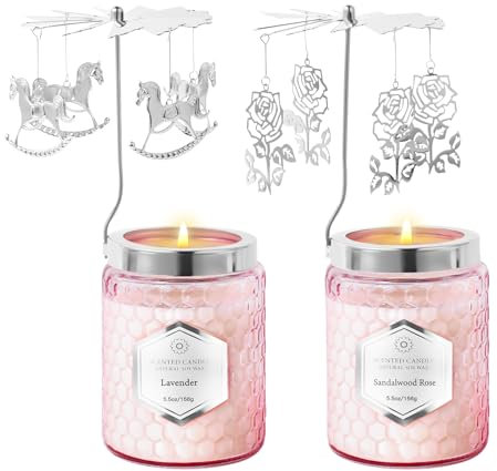 YMing Geschenke für Frauen Valentinstag Geschenke 2 * 156 g Kerzen Geburtstagsgeschenke für Mutter Tochter Schwester Frau beste Rotierende Duftkerzengeschenke für Muttertag Jahrestag Rose Lavendel