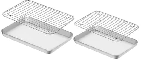 Garneck Half Sheet Baking Tray Rack 2 Sets Baking Sheet Set Cooling Rack Oven Tray for Baking Pan Rack Set
