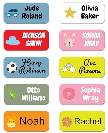 QuoteMyWall 36 x Personalised Stick On Clothing Labels for Kids School Clothes Stationery Water Bottle Lunch Boxes Items - Washing Machine/Tumble Drier & Dishwasher Safe Sticker Tags (Blue)