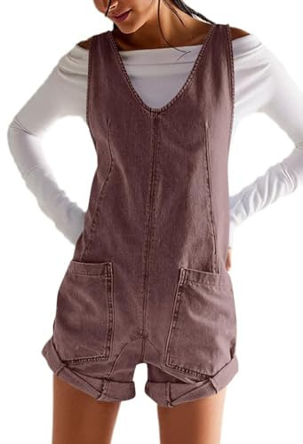 ticticlily Salopette Jeans Donna Corta Estiva Pantaloncini Monopezzi Tutine Jumpsuit senza Manica con Bretelle Regolabili Denim Overall Casuale Romper Tutina Monopezzo