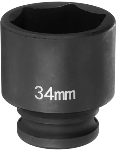 QUARKZMAN Douille à Choc 6 Points 34mm Douille Métrique 1/2 Entraînement Carré 2 (50mm) Long Douilles Hexagonales pour Écrous d'Axe de Broche en Acier Cr-Mo Phosphaté, Noir