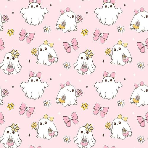 AIBIIN Dulce cortina de ducha de Halloween con dulces espíritus, rosa lavable, impermeable, con temática de Halloween, material de poliéster, 180 x 180 cm