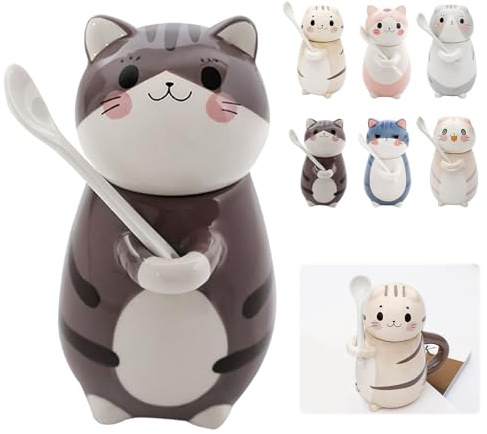 Katzen tasse mit Deckel, Süße katzentasse, 3D Form Lustige Tier Drinnen für Junge, Mädchen, Sohn, Tochter, Kind Geschenk