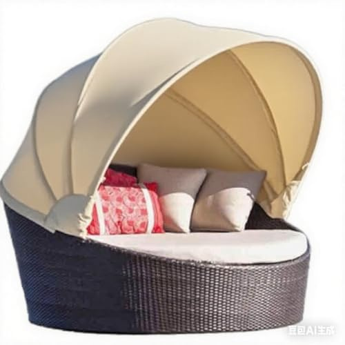 Toldo de repuesto para exteriores para sofá cama de jardín, compatible con sofá cama redondo, color beige, protección UV, elegante accesorio de patio