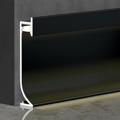 LED-Sockelleisten Aus Aluminium Und Metall Sockelleisten-Sockelleuchte Mit Transformator Für Heimkino, Wohnzimmer, Schlafzimmer Einfache Installation(Matte black,1.8m/5.9ft)