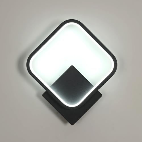 Osairous Wandleuchten LED Innen, 17W 1912LM LED Wandlampe, Schwarz 6500K | Moderne Quadrat Wandbeleuchtung Aluminium für Schlafzimmer, Wohnzimmer, Flur, Treppenhaus