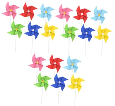 Beaupretty 18pcs Windmill Cake Toppers Colorful Party Cake Picks Dessert Decorations for Birthday Party Supplies S Insert Cards Mixed Styles