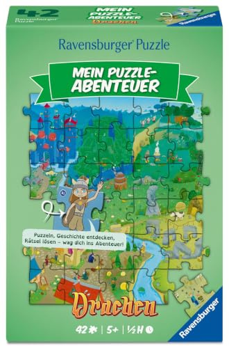 Ravensburger Kinderpuzzle 12004311 – Mein Puzzle-Abenteuer: Drachen – 42-teiliges Puzzle mit spannender Rätselgeschichte, geeignet für Kinder ab 5 Jahren