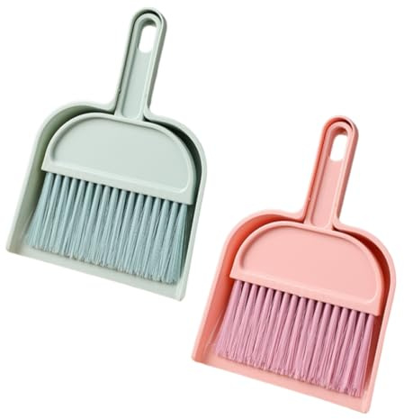 Set de 2 Mini Escoba y Recogedor Basura, Recogedor con Cepillo Pequeño, Cepillo y Recogedors, Cepillos y Pala de Mano de Escritorio para Conejo, Huron, Hamster Animales Pequeños Dustpan and Brush