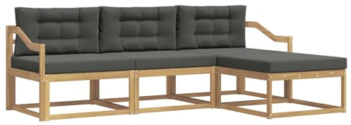 vidaXL Outdoor-Sofagarnitur 4 pcs Weiß und Anthrazit Polyester, Moderne Garten-Sofagarnitur, wetterfest, Bequeme Loungemöbel, stylische Sitzmöglichkeiten für den Hof