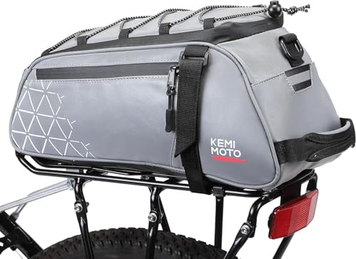 KEMIMOTO 2-in-1 Fahrradtasche für Gepäckträger hinten – 8L Wasserabweisende Gepäckträgertasche für Pendler & Kurzreisen, mit Schultergurt, Tragegriff & Mehreren Fächern