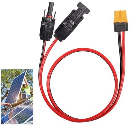 Solarladekabel Solarstecker auf XT60 Adapter Stecker 60CM, 12AWG Solarpanel Kabel Verlängerung für EF DELTA 2 und River Pro MAX Powerstation 757 Powerhouse Solar Generator