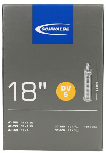 Schwalbe Fahrradschlauch DV5; 18 x 1 1.50/1.75 18 x 1 1/8 32/47-355/400 DV 32 mm Nr.5 95g, Schwarz