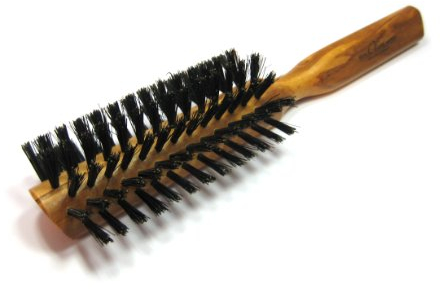Golddachs Fönbürste halbrund Olivenholz, Wildschweinborste, 7 Reihen