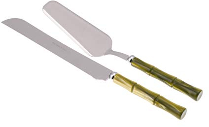 Rivadossi Sandro 5702D16 Set di Pala e Coltello per Torta, 2 Pezzi - Bamboo - 100% Made in Italy, Artigianalità e Design, Acciaio Inox 18/10 ,Verde Oliva