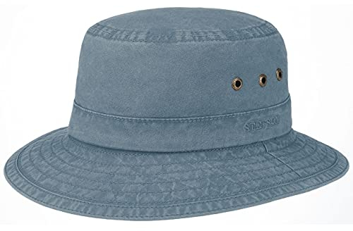 Stetson Reston Freizeithut Damen/Herren (Kophöhe ca. 9cm) - Schlapphut aus Bio-Baumwolle Packable - Baumwollhut mit 40-fachem UV-Schutz - Frühjahr/Sommer dunkelblau XL (60-61 cm)