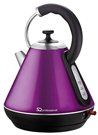 SQ Professional Dainty Legacy Stainless Steel Cordless Electric Kettle Portable kettle with Heat Resistant Handle Auto Shut-Off & Fast Boil -LED Light Indicator -2200W (Amethyst)