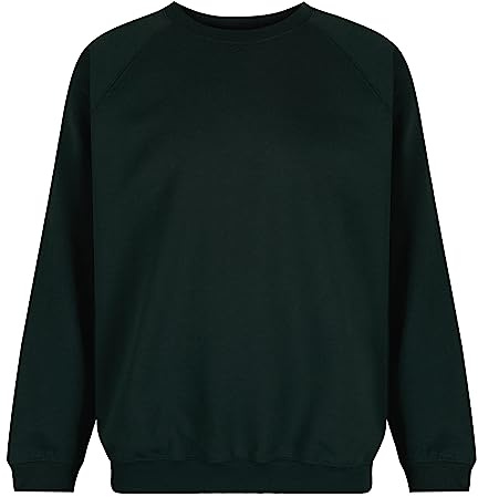 Trutex Crew Neck School Sweatshirt (1-16+ Years), Unisex Uniform Boys and Girls, Standard Fit Jumpers for Boys and Girls, Sweatshirt Kids - Genuine School Uniform Forest Green